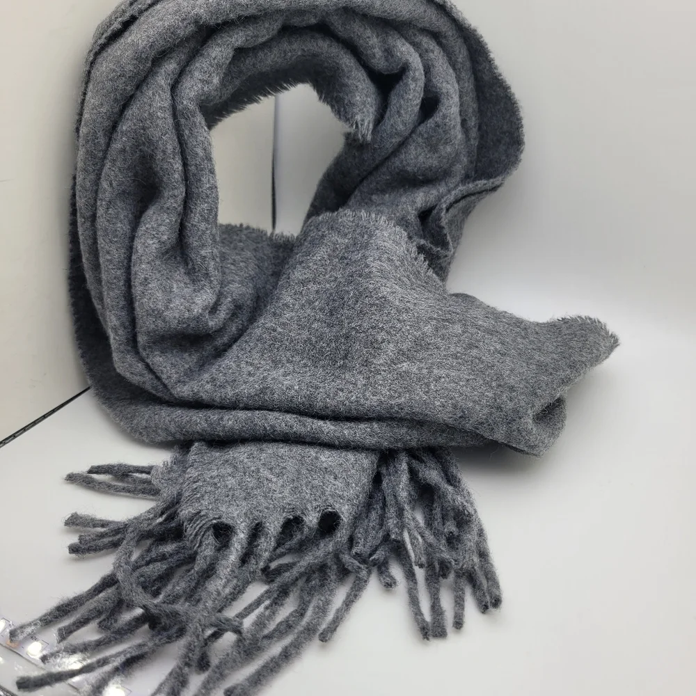 100% Virgin Wool Fringe Scarf Made in Italy
